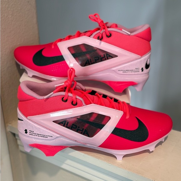 Nike Alpha Menace 4 Pro NRG Racer Pink Football Cleats HJ4568-600 Mens Size 13 - Picture 1 of 9